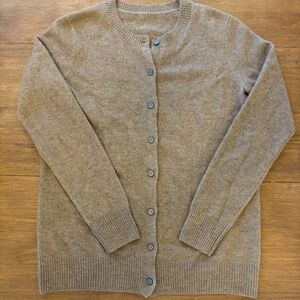 Women’s 100% Cashmere Brown Button Cardigan Sweater Soft Minimalist Size S